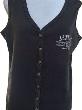Harley-Davidson Black Snap-Front Tank with Buffalo Motor Graphic